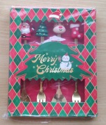 Komplet świąteczny - łyżeczki i widelce - Mikołaj renifer choinka but