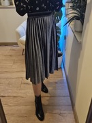 Spódnica zimowa Reserved rozmiar S welurowa srebrna długa