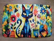 Dywanik łazienkowy z kwiatami i kotem