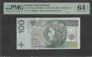 100 złotych 1994 AY PMG 64 EPQ! Rzadka seria!