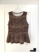 panterkowa brązowa bluzka top panterkowy z baskinką w panterke 44XXL