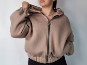 Bluza rozpinana ocieplana z kapturem beżowa oversize – rozmiar uniwersalny