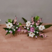 Stroik na grób chryzantemy róże, biały, różowy 