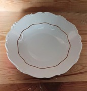 Talerz obiadowy głęboki biały ze złoceniami Sorau vintage