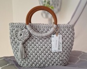 Torebka do ręki duża, wykonana ze sznurka rękodzieło