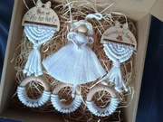 Aniołek anioł świąteczny zawieszki na choinkę makrama prezent ozdoby bombki