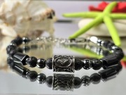 BRANSOLETKA NA LINCE RUNA KAUNAN DO WYBORU STAL KAMIEŃ TURMALIN NA WYMIAR 