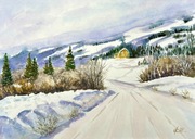 Wakacje w górach akwarela 30x42cm ręcznie malowana