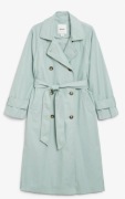 Długi niebieski płaszcz trencz damski Monki S