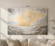 Obraz ręcznie malowany 100x70 cm abstrakcja nowoczesny złote detale