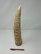 Róg z żywicy - dekoracyjny, duży, 40cm, faux kość słoniowa