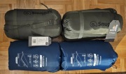 2 śpiwory Snugpak Navigator SQ + 2 maty samopompujące Quechua Comfort