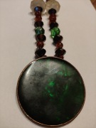 Naszyjnik wisior ciemna zieleń opal kamienie biżuteria artystyczna 