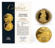 Złocony medal Donatywa Jana Kazimierza „Najcenniejsze Monety Polskie”