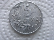 Unikat  5 gr 1949r Aluminium ciekawy destrukt