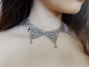 Choker stal chirurgiczna chainmail krzyże Gotycki naszyjnik  medieval