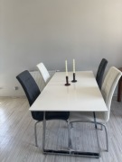 Zestaw kuchenny/jadalniany biały wysoki połysk 160-200 cm+ 4 krzesła