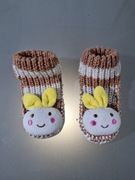 Skarpetki Wełniane Kapcie dla Niemowlaka z Pomponami 12.5 cm