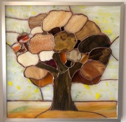 Witraż ze szkła dąb ozdoba na okno rękodzieło