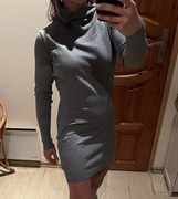 Sukienka dzianinowa Mohito S tunika sweterkowa szara z dzianiny z golfem