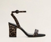MANGO sandały słupek NOWE panterka skóra naturalna 38
