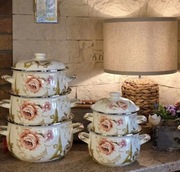 Garnki emaliowane duże róże 