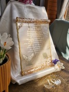 Zwitek z modlitwą z żywicy epox. - rękodzieło religijne, handmade, unikat