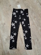 Getry/ legginsy ocieplane,  czarne w gwiazdki- rozm 110/116