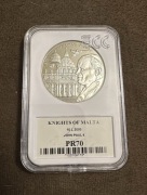 Jan Paweł II Zakon Maltański 10 lirów 2005 r grading PR 70 slab malta