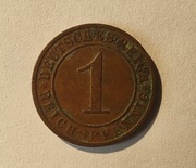 Niemcy 1 reichsfenig, 1925 r. Znak menniczy „E” – Muldenhütten (S146)