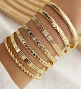 Bransoletki 7 sztuk grawerowane złote 