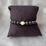 Bransoletka męska kamienie naturalne howlit lawa wulkaniczna