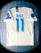 (M) Bale #11 Real Madrid 2017/2018 Nowa Biała Domowa T-shirt Liga Mistrzów