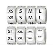 Zestaw Naklejek Rozmiarowych na Odzież XS-XXXL (8 rolek)