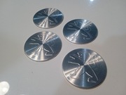 4x Aluminiowe naklejki na dekielki PEUGEOT 60mm SREBRNE