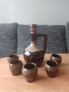 karafka ceramiczna na likier + 5 kieliszków
