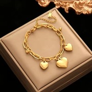 Złota bransoletka Trzy serca gruby łańcuch