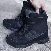 Chłopięce botki śniegowce kozaki Adidas wodoodporne czarne ciepłe 32/20,5cm