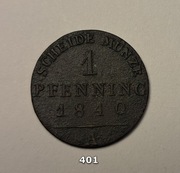 Moneta 1 pfenning, fenig niemiecki  z 1840 roku A      401