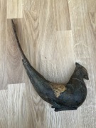 świecznik metalowy KADZIELNICA zabytkowa, na podgrzewacze, ptak metalowy 