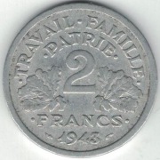 Francja Vichy 2 franki francs 1943 nr 1