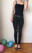 Czarne spodnie z dziurami jeansy dżinsy H&M 40 