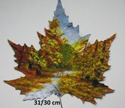 Pejzaż na prawdziwym ususzonym liściu jesien