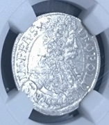 Czechy, 3 krajcary 1696 Praga, Leopold I NGC MS 63
