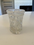 Mały wazonik kryształowy / flakonik – Szkło szlifowane Vintage – 11 cm
