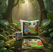 Piratix Crazy Jungle Magic Box figurki zestaw kubek + poduszka + puzzle 