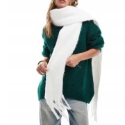 Szalik Szal z Frędzlami Duży Biały Puszysty Asos Design