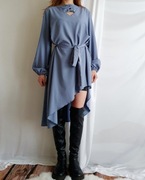 Damska Tunika Asymetryczna Niebieska z Wiązaniem Shein L 40