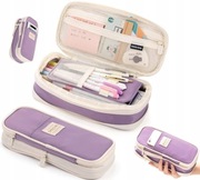 DUŻY PIÓRNIK WIELOFUNKCYJNY SZKOLNY SASZETKA SKŁADANY FIOLETOWY ANGOO