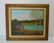 obraz na dykcie w drewnianej ramie 47x40cm 